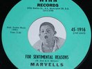 Doo Wop Soul 45 MARVELLS For Sentimental Reasons / Come Back Winn