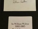 British Composers Autograph : William Walton: Ink Signture On White Card