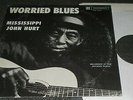 MISSISSIPPI JOHN HURT-WORRIED BLUES-1964 USA CHESAPEAKE VINYL LP (VG/M-)