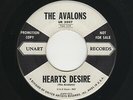 ''58 Classic R&B/DooWop AVALONS Hearts Desire/Ebbtide UNART 2007 VG++ DJ HEAR
