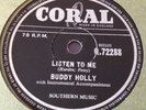 BUDDY HOLLY : LISTEN TO ME / I'M GONNA LOVE YOU TOO.  UK.78.rpm (1958)