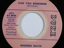 Crossover Soul/Funk 45 RHONDA DAVIS Can You Remember DUKE VG++ promo HEAR