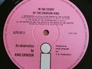 King Crimson LP In the court UK Pink Island 1st press CORRECT A2 B2 Matrixes SSS