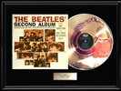 THE BEATLES SECOND ALBUM RARE FRAMED LP DISC GOLD METALIZED RECORD NON RIAA