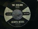 THE AVALONS - HEARTS DESIRE / EBBTIDE rare US 1958 / R&B / DOO WOP / MINT-