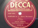 Louis Vierne – 78 rpm Decca 25521: BACH Fantasia in Gm (2 parts); V+ cond