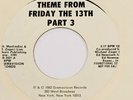 MICHAEL ZAGER: Theme From Friday The 13th Part 3 / Rock Bottom 45 (dj) Soul EX