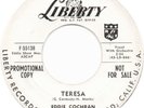 EDDIE COCHRAN 45 - Teresa / Pretty Girl - 1958 Rocker, Promo VG+ or Better