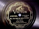 Carter Family - Will You Miss Me When I'm Gone - VG+ - 1929 - Victor 21638