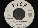 J.J. BARNES: Won't You Let Me Know / My Love Came Tumbling Down 45 (dj)