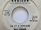 Doo Wop/Popcorn 45 BILL BAKER Is It A Dream/I Wanna Know Audicon Promo HEAR