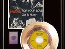 YARDBIRDS FOR YOUR LOVE  45 RPM GOLD METALIZED RECORD RARE FRAMED NON RIAA