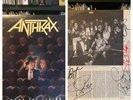 ANTHRAX AMONG THE LIVING VG+ SIGNED INNER THRASH METAL 90584-1 MEGAFORCE LP