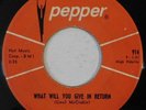 rare teen doo wop 45 JOHNNY REBEL What Will You Give In Return PEPPER VG HEAR