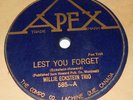 Apex 585 Willie Eckstein Trio Lest You Forget / Holland Moon 78 RPM V+ V+