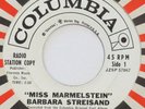 BARBRA STREISAND Miss Marmelstein COLUMBIA 45 1962 her FIRST 7” HEAR
