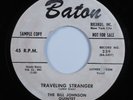 R&B Popcorn Soul 45 BILL JOHNSON Traveling Stranger BATON VG+ promo HEAR