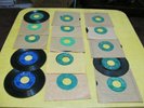 Rare  (15) Vintage Seeburg Background Music Library (2 Blue (13 Green, 45 RPM.
