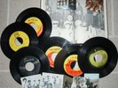 The Beatles Lot: Book by Hunter Davies, 6 Vinyl 45s Capitol Swan Apple 1960's ++