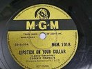 CONNIE FRANCIS lipstick on collar/frankie RARE MGM 78 RPM INDIA INDIAN VG+