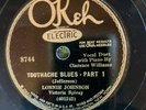 Okeh 8744 Lonnie Johnson w Victoria Spivey TOOTHACHE BLUES 78rpm 1929 E/EE+