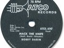 1959 BOBBY DARIN Rock’n Roll 78 RPM Record. Mack the Knife