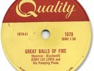 1958 JERRY LEE LEWIS Rock’n Roll 78 RPM Record. Great Balls of Fire