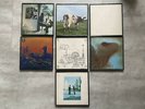 7x Framed Pink Floyd Vinyl LPs- The Wall, Ummagumma, Atom Heart Mother, Meddle