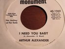 Northern Soul 45 - Arthur Alexander - I Need You Baby / Spanish Harlem - promo