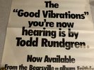Todd Rundgren Vintage Poster RARE Good Vibrations Faithful Bearsville Records