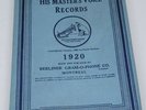 Large Vintage Berliner Gramophone His Master's Voice Records Catalogue 1920