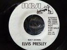 ELVIS PRESLEY RARE WAY DOWN VARIATION WHITE LABEL PROMO 45&PS 1977 NEAR MINT