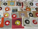 Box of Vinyl 45s w/Record Box-Beatles;Rolling Stones;The Doors;Beach Boys;Plus