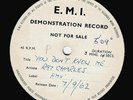 RAY CHARLES You Don't Know Me 7 Inch EMI 1962 Acetate R&B Soul Jazz & Pop Music