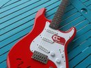 Mark Knopfler autograph guitare FENDER squier FIESTA RED collectors Dire Straits