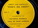 SIGNED  Abbott & Costello Who’s on First 1956 Baseball Hall of Fame MLB 78 rpm