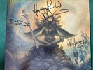 Hawkwind Space Bandits vinyl LP signed Harvey Bainbridge Alan Davey Bridgett Wis