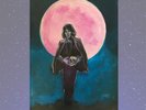 Original Painting By Chris Ellis Signed,Vintage Painting Of Nick Drake Pink Moon