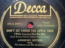 ANDREW SISTERS DON'T SIT UNDER THE APPLE TREE 78 RPM RECORD VG