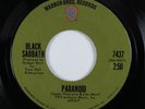 Hard Rock 45 BLACK SABBATH Paranoid WARNER BROS HEAR