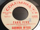 VG+ PROMO CARMEN McRAE Take Five / Easy As You Go Columbia Soul Jazz Mod 45 RARE