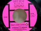Barbara & Brenda ‎SOUL 45 That's Why I Love You on HEIDI Mint Minus cond JR 2272