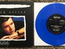 RICK ASTLEY SIGNED NEVER GONNA GIVE YOU UP BLUE LIMITED EDITION BLUE VINYL PROOF