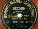 1902 Berliner Gramophone #411 7in 78rpm My Princess Zulu by Dave Reed Jr #15599A
