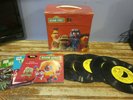 Vintage Sesame Street Cardboard Record Case/Holder and 9 Records
