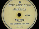 LOUIS ARMSTRONG Tiger Rag & You Rascal You Jazz R&B 78-HOT JAZZ CLUB OF AMERICA