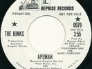 KINKS - Ape Man / Rats  - Promo 45 RPM Vinyl USA Rock DAVE DAVIES 1970 MINT