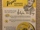 DOWN BEAT MAGAZINE DEC 1945 VOGUE PICTURE DISC AD CLYDE MCCOY SUGAR BLUES