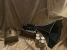 EDISON FIRESIDE PHONOGRAPH MODEL A W ORIGINAL HORN WITH 2 & 4 MINUTE CYLINDERS