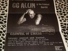 VINTAGE ORIGINAL GG ALLIN PROMO FLYER 8.5X11 VINYL RETENTIVE 1995 PUNK RARE KBD